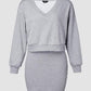 2PCS Striped V Neck Sweatshirt & Thick Strap Bodycon Dress Set