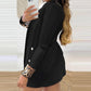 2 Piece Leopard Pattern Shawl Collar Long Sleeve Coat Contrast Sequin Top Work Suit Set