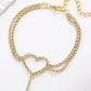 Gold Heart Shape Rhinestone Adjustable Anklet