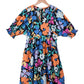 Blue Collared Split Neck Floral Flared Dress