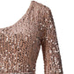 One Shoulder Sequin Tied Detail Bodycon Mini Dress