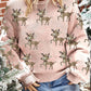 Light Pink Christmas Reindeer Pattern Drop Shoulder Sweater