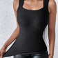 U Neck Built in Bra Tank High Strechy Sleeveless Slim Fit Tops Camisole