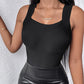 U Neck Built in Bra Tank High Strechy Sleeveless Slim Fit Tops Camisole