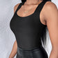 U Neck Built in Bra Tank High Strechy Sleeveless Slim Fit Tops Camisole