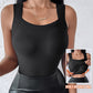 U Neck Built in Bra Tank High Strechy Sleeveless Slim Fit Tops Camisole