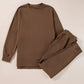 Coffee Solid Color High Low Pullover and Skinny Pants Set