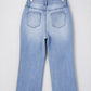 Beau Blue Mineral Wash Raw Hem High Waist Flared Jeans