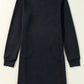 Black Solid Color Textured Long Sleeve Shift Dress