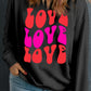 Black LOVE LOVE LOVE Valentines Graphic Plus Size Sweatshirt