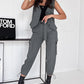 Striped Asymmetrical Vest Top & Cuffed Pants Set