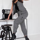 Striped Asymmetrical Vest Top & Cuffed Pants Set