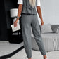 Striped Asymmetrical Vest Top & Cuffed Pants Set