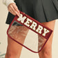 Red MERRY Contrast Trim Clear Makeup Bag