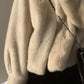 Womens High Neck Open Front Long Sleeve Faux Fur Crop Coat Soft Winter Warm Jacket Outerwear