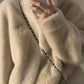 Womens High Neck Open Front Long Sleeve Faux Fur Crop Coat Soft Winter Warm Jacket Outerwear