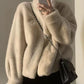 Womens High Neck Open Front Long Sleeve Faux Fur Crop Coat Soft Winter Warm Jacket Outerwear