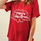 Red Merry Christmas Lights Print Crew Neck T Shirt