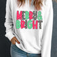 White MERRY & BRIGHT Checkered Print Crew Neck Sweatshirt