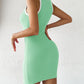 Contrast Binding U Neck Sleeveless Bodycon Dress