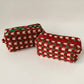 Racing Red Christmas Style Crochet Zipper Square Makeup Bag