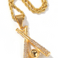 Gold Rhinestone Baseball Pendant Plated Alloy Chain Necklace