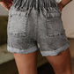 Gray Zipped Light Wash Cuffed Edge Denim Shorts