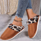 Chestnut Leopard Patched Plush Lined Thick Home Slippers