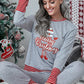 Light Grey Christmas Striped Contrast Two Piece Lounge Set