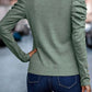 Green Buttoned Puff Long Sleeve Sheath Top