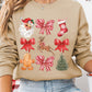 Khaki Christmas Pattern Graphic Crew Neck Sweatshirt