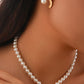 Gold Rhinestone Pearl Bow Decor Plated Necklace and Earrings Set