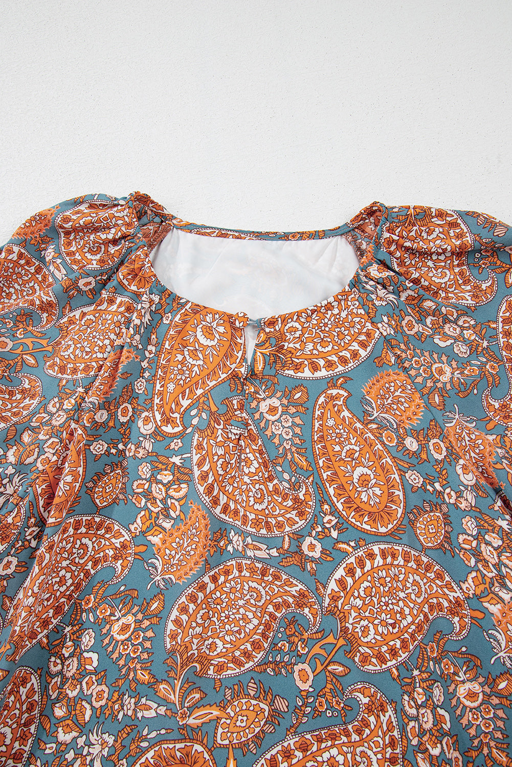 Orange Paisley Print Loose Fit Drawstring High Waist Mini Dress