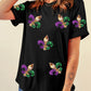 Black Mardi Gras Symbol Patched Crewneck T Shirt