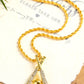 Gold Rhinestone Baseball Pendant Plated Alloy Chain Necklace