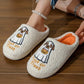 White Cute Ghost Trick Or Treat Pattern Plush Winter Home Slippers