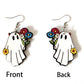 White Cute Ghost with Flower Halloween Hook Earrings