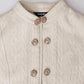 Stand Collar Long Sleeve Cable Textured Coat Button Front Jacket