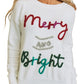 White Tinsel Merry and Bright Graphic Christmas Sweater