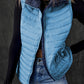 Sky Blue Plush Collared Quilted Zipped Puffer Vest