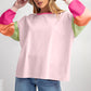 Pink Colorblock Patchwork Long Sleeve Loose Top