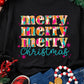 Black Merry Christmas Painted Crew Neck Graphic Sweatshirt