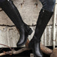 Black Side Zipper Knee High Chunky Low Heel Boots