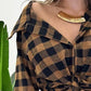 Plaid Print Buttoned Casual Long Sleeve Top