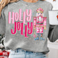 Gray HOLLY JOLLY Nutcracker Print Crew Neck Christmas Sweatshirt