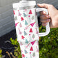 White Cartoon Christmas Tree Printed Thermos Cup 40oz