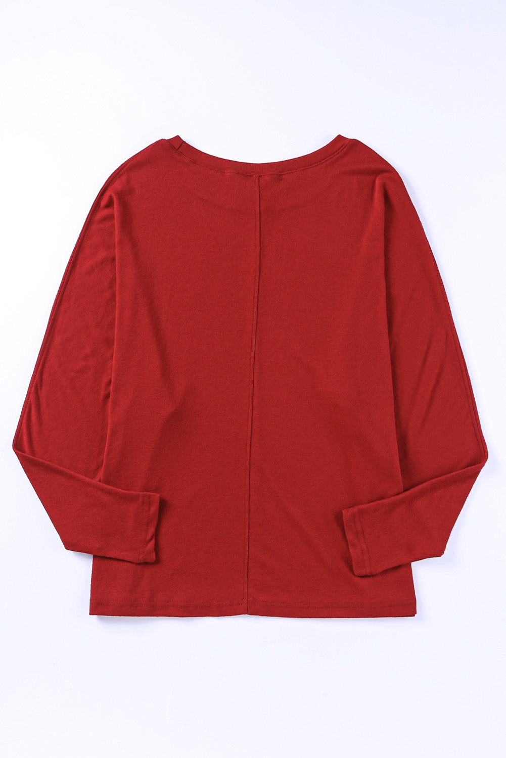 Red Solid Color Patchwork Long Sleeve Top