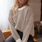 Coffee Contrast Edge Crew Neck Drop Shoulder Sweater