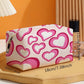 Pink Valentines Fashion Heart Printed Canvas Cosmetic Bag