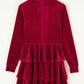 Racing Red Velvet High Neck Tiered Ruffle Mini Dress